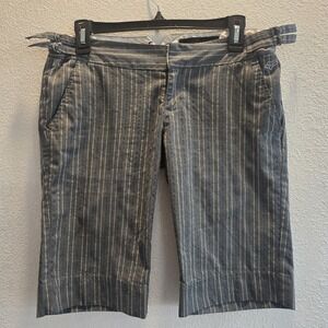 Fox Girls Bermuda Shorts Womens 5 Gray Pinstripe Moto Style Riding Shorts